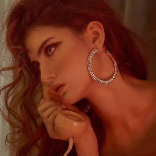 New Fashion Shiny Rhinestone C-style Dangle Earrings For Women Jewelry Hot Sale Maxi Ladys Collection Earrings Accessory