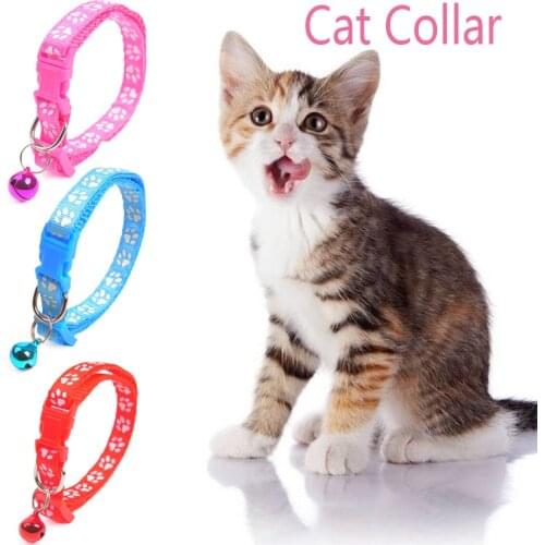 Cat Collar Bell Colorful Pet Supplies Adjustable Buckle Collar Cat Collar With Bell Funny Footprint Collars Leads Cat Accessorie
