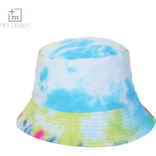New Style Tie-dye Bucket Hat Summer Outdoor Leisure Sun Cap Men Women Fashion Double-sided Wearing Bucket Hats