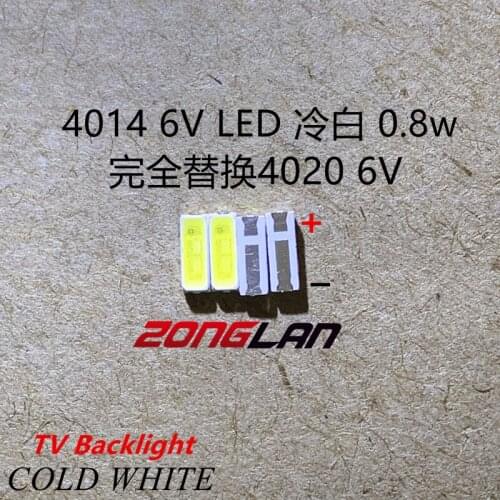 PCT 1000PCS/Lot 4014 4020 PCT CHIP-2 SMD LED Beads Cold white 1W 6V 150mA For TV/LCD Backlight