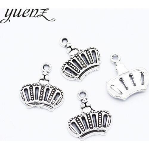 YuenZ 30pcs Charms Crown Antique silver Plated Pendants alloy Jewelry Making DIY Handmade Craft 14*13mm N229