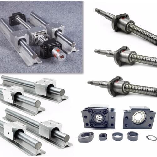 RM1605-450/750/750mm Ballscrews + SBR16 Linear Rail + BK/BF12 + Couplings