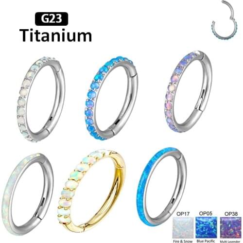1PS New G23 Titanium Opal stone hight Segment Rings Open Small Septum Piercing Nose Earrings body piercing jewelry