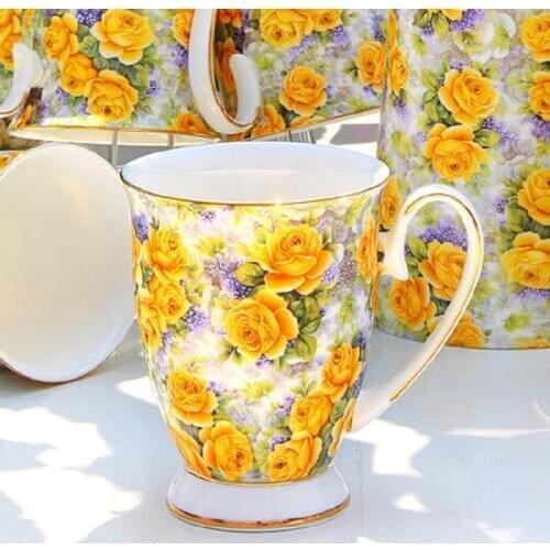 Glass ceramic creative mug with cover large European bone china breakfast cup white coffee cup