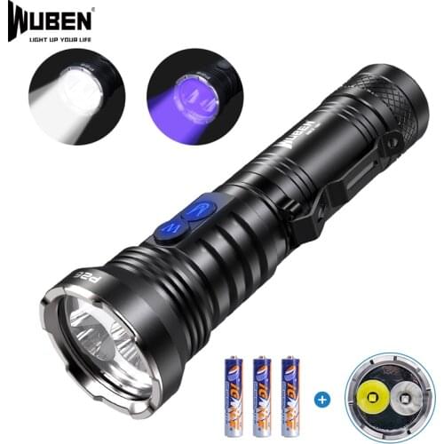 WUBEN 2 in 1 UV Flashlight LED UV Torch 365nm Black Light 500 Lumens White Light Waterproof Ultraviolet Pet Urine Detector P26