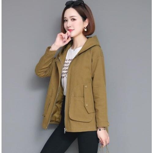 Windbreaker Female New Autumn Jacket Loose Hooded Outerwear Casual Tops Coats Womens Clothing Long Sleeve Short Jackets Women