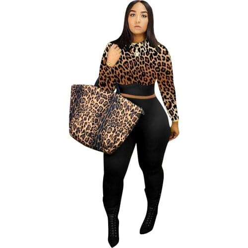 Womens Tracksuits Leopard Printing Casual Two Piece Sets Outfits for women