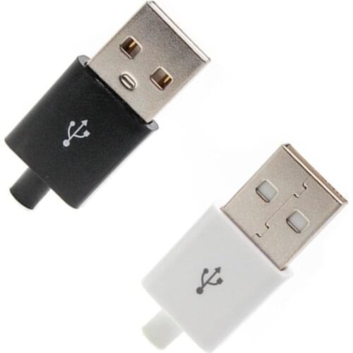 10 pieces/batch 2.0 Type A USB male 4Pin square USB connector black and white plastic shell jack tail socket plug terminal DIY