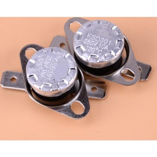 2pcs 120 Degree KSD301 Manua Temperature Switch Control NC Reset Heater Bimetal Disc Thermostat Normally Closed Thermal