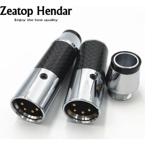2Pcs 4Pin XLR Speaker Male Plug Stainless Steel Carbon Fiber Cannon Adapter Microphone Mixer Amplifier Balance Audio Connector