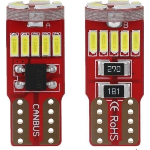 2pcs T10 W5W 15LED 15smd 4014 Car Led Wedge Light 12V Marker Side Dome Interior Lamp Reverse License Plate Bulb Light white