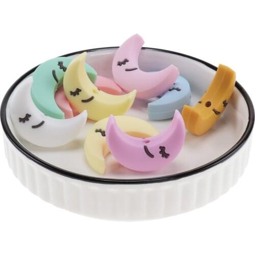 20pcs Baby Silicone Teether Beads Smiley Moon Beads Babies Accessories Newborn Teething Necklace Chewing Bead BPA Free