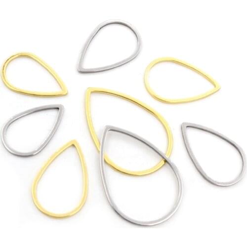 20pcs/lot 13 26 32mm Stainless Steel Gold Plated Drop Shaped Closed Frame Rings For DIY Earring Jewelry Making Findings Supplies