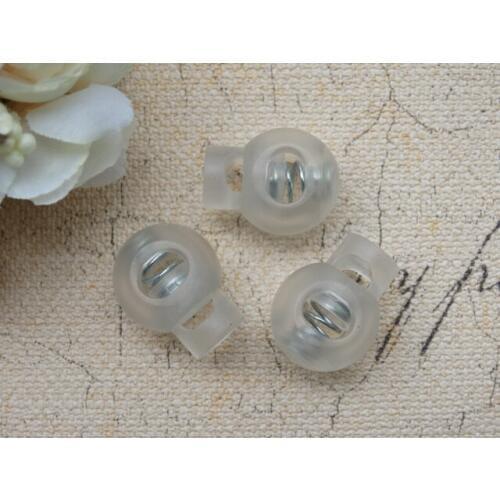 20pcs/lot Transparent Plastic Ball Cord Locks Round Toggle Clip Stopper Widely Used For Clothing/Backback/ Paracord