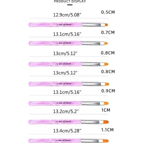 M4YA 7 Pieces Acrylic Gradient Manicure Tools Nail Art UV Gel Brush Set Painting Drawing Pen with Sea Wave Parten Handle