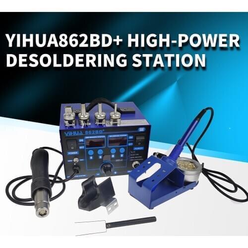 720W 2 In 1 SMD Rework Soldering Station YIHUA 862BD+ Hot Air Gun Two-in-one Digital Display Anti-static Air Gun Station