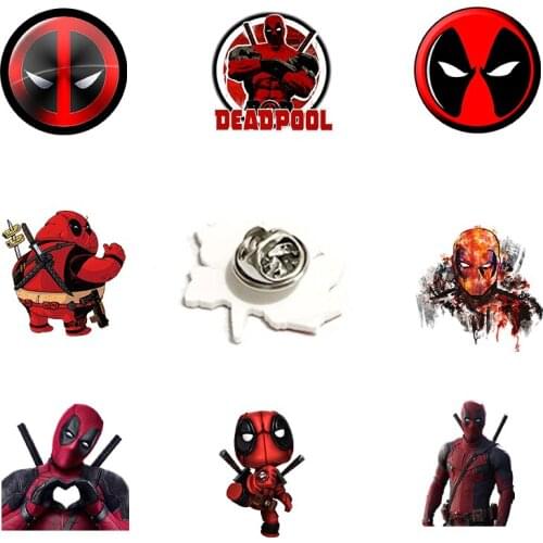 Disney Superhero-Deadpool Acrylic Lapel Pins Epoxy Resin Badges Brooches for Boys Men Creative Design Accessories Jewelry XDS683