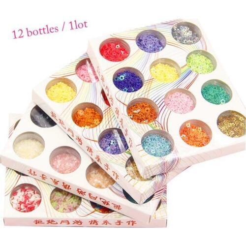 1set/lot(12ottles)Glitter Powder Heart/Star Nail Art Sequins Tip Rhinestone Manicure Nail Sticker Set DIY decoration