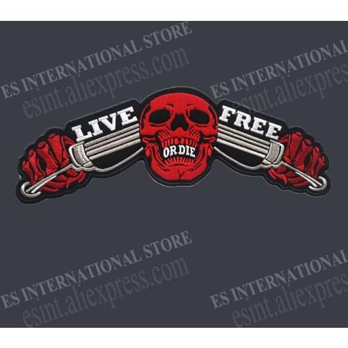 13.8 inches LIVE FREE OR DIE large Embroidery Patches for Jacket Motorcycle Biker