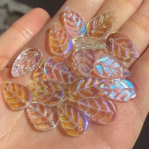 11*18mm AB Color Leaves Beads Czech Glass Loose Spacer Beads for Jewelry Making Hairpin Handmade Diy Accessories