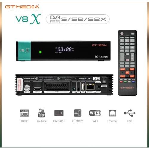 Hot New Design DVB S/S2/S2X IPTV Xtream Stalker CCcam Satellite Tv Receiver Decoder GTmedia v8X