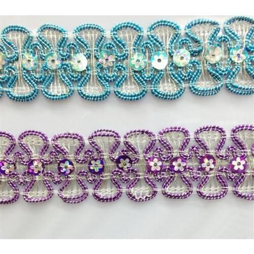 12M bowknot Sequin Curtain Lace fabric Ribbon Trim Fringe DIY accessories for Dress Sofa Cushion Pillow Clothing Decoration
