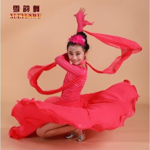 Tango dress Long sleeve Kids Ballroom dancing dress Girl Performance stage
