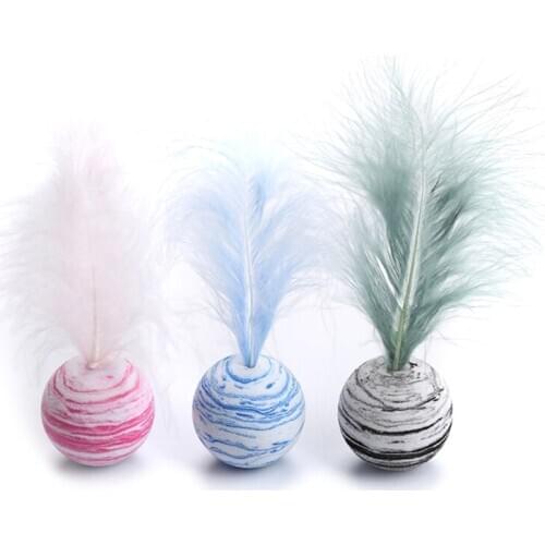 EVA Starry Sky Texture Ball with Feather Light Foam Throwing Interactive Pet Toy B2QB