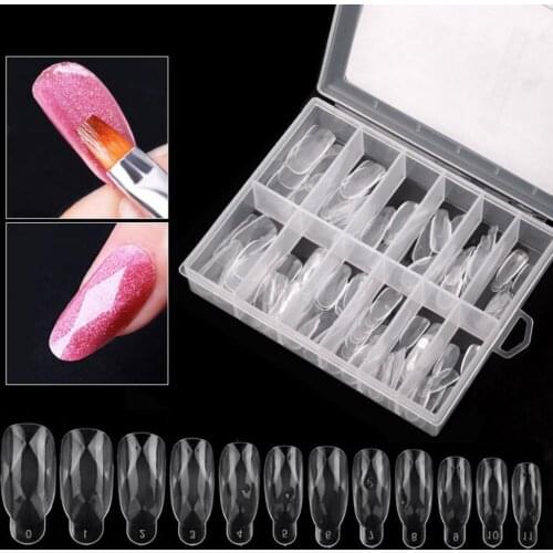 120Pcs/Set Quick Building Nail Form Mold High Quality Extending Fingernail Transparent Diamond Almond Shape Clear False Nail Tip