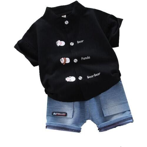 Children Summer Fashion Cotton Baby Boy Cartoon Printed T-shirt Shorts 2Pcs/sets Infant Gentleman Outfit Kids Toddler Tracksuits