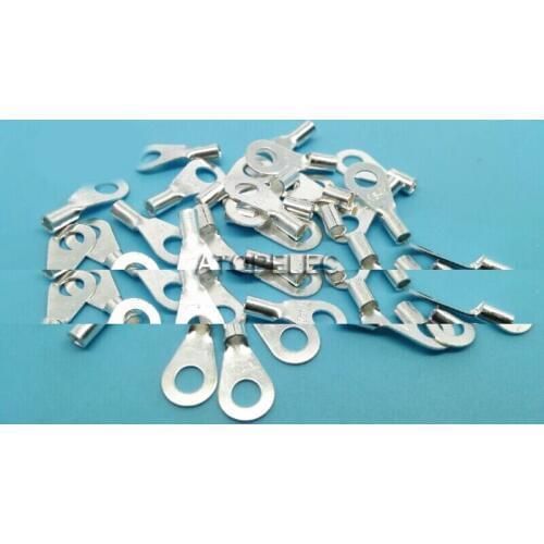 1pc 1.5-4 Ring Crimp Silver Plated Brass Terminal Connector for 16AWG 17AWG Wire Aperture 4mm Hole