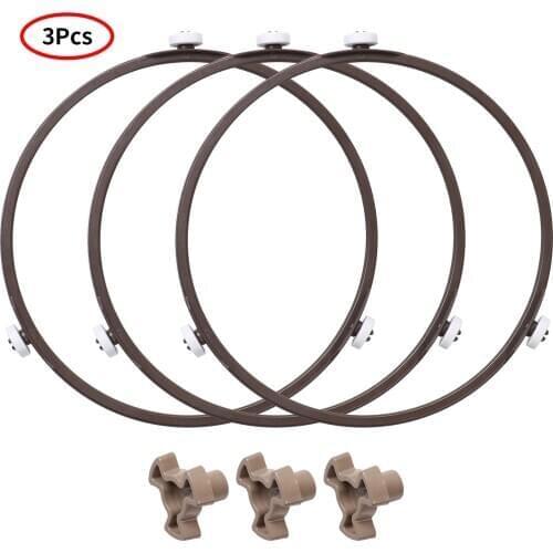 3 Microwave Roller Guide with Turntable Couplers Kit Plastic Turntable Rings Stand Reusable Oven Base Tray Support Glass Bracket