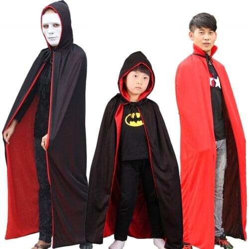 Halloween Costumes for Women Men Adult Kids Children Boys Girls Red Black Vampire Witch Long Medieval Cloaks Hooded Cape
