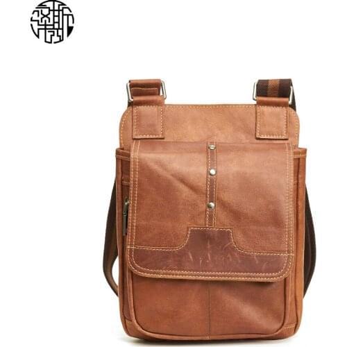 Zenos Korea Style Small Mens Genuine Leather Casual Sling Shoulder Bag Crossbody Shoulder Bag