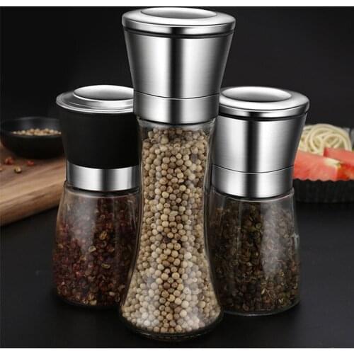 Pepper Grinder Stainless Steel Manual Salt And Black Pepper Grinder Kitchen Seasoning Container Metal Tool Cooking Accessories