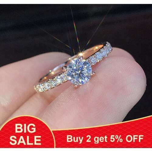 Cute Female Rose Gold Color Wedding Ring Fashion Promise Engagement Rings For Women Small White Zircon Stone Ring