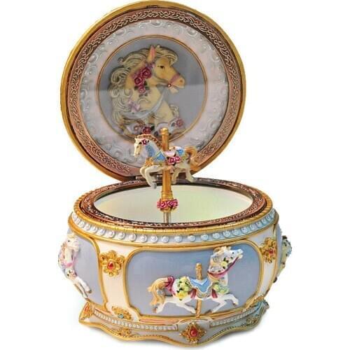 Handmade Girl Carousel Music Box Girlfriends Creative Twelve Constellation Treasure Box 2021 New Year Christmas Birthday Gift