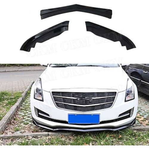3PCS ABS Front Lip Spoiler Cover Trim for Cadillac ATS 2015-2018 Black Front Bumper Exterior Modify Accessories