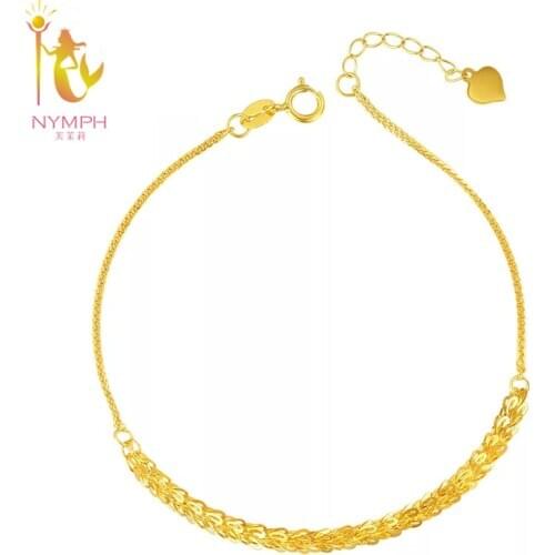 NYMPH Real 18K Gold Jewelry Bracelet Pure Au750 Charm Fine Phoenix Tail Bracelet For Women Wedding Gift s502