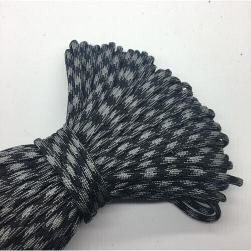 10Yards/Lot Mix color Paracord Bracelets Rope 7 Strand Parachute Cord CAMPING HiKING Gray+Black