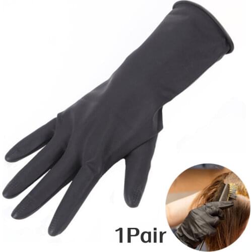 1Pair Hairdressing Gloves Salon Reusable Hair Dyeing Coloring Gloves Barber Thicker Rubber Gloves Black Glove Hair Styling Tools