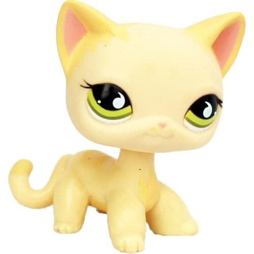 LPS CAT Rare pet shop toys standing #733 old original short hair cat yellow pet figure animal kitty