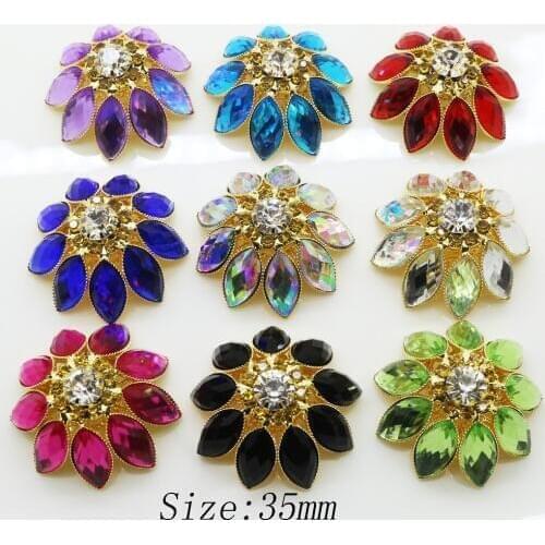 35mm Acrylic button 5pcs Mink Strass Button Fur Hat Scarf Ornaments Metal Decorations Buckle DIY Accessories Clothing Buttons