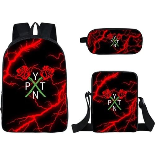 Hip 3D Print Payton Moormeier Backpack 3PCS /set PYTN Print Net Red Bookbag Mochia Zipper 16 Inch School Bags for Teenage Girls