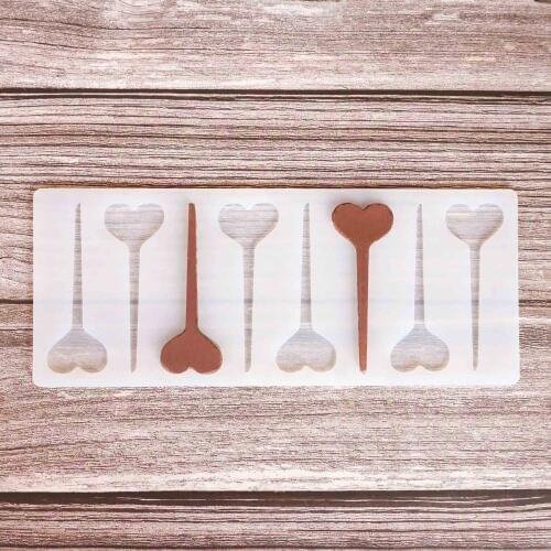 Six Heart Shape Chocolate Transfer Sheet Mould Cake Decorating Tools Silicone Mold Baking Stencil Chablon