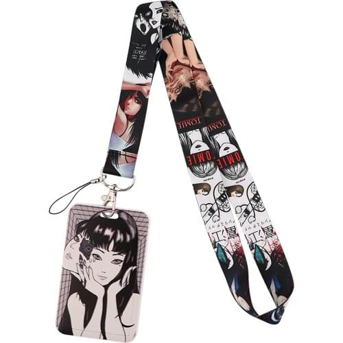 ER974 Horror Figure Junji Ito Tomie Lanyard Card Holder Student Hanging Neck Phone Lanyard Badge Subway Access Card Holder