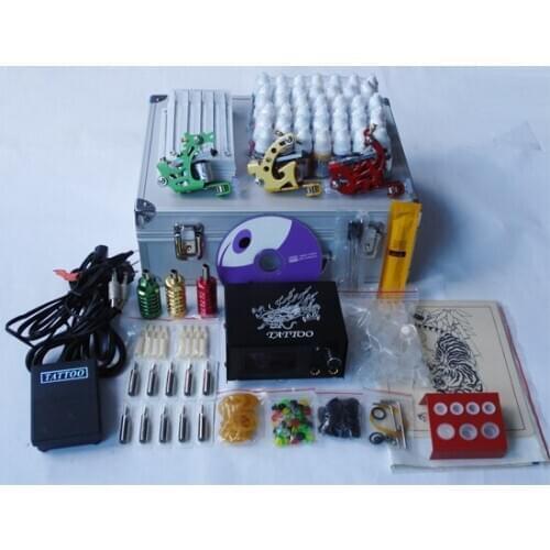TK034 Professional Complete Tattoo Kit Tattoo Starter Set Body Art kit 3 Machines
