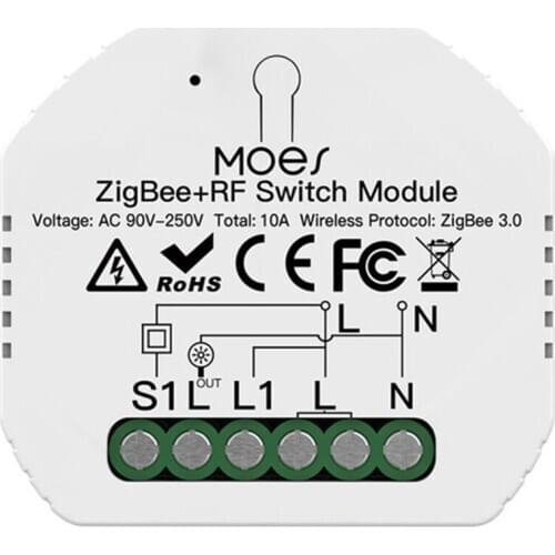 Tuya ZigBee 3.0 Smart Light Switch Module 1 Gang Smart Wireless Remote Control, Work with for Google for Voice Control