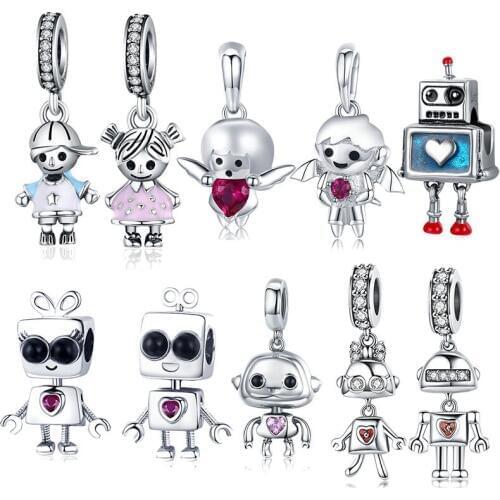 Vercret 925 Sterling Silver Charms Bracelets Necklace Robot Pendant Jewelry Gift Dropshipping