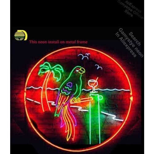 Green Parrot | San Marcos Texas Convention Neon Bulbs Sign Handmade Light bar Room Recreation Glass Neon Beer Signs Garage Sign